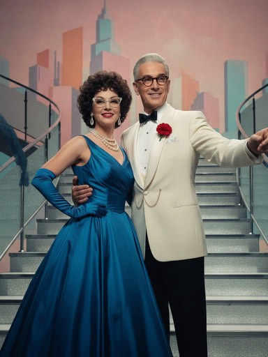 A couple styled as a 1950s Technicolor musical still